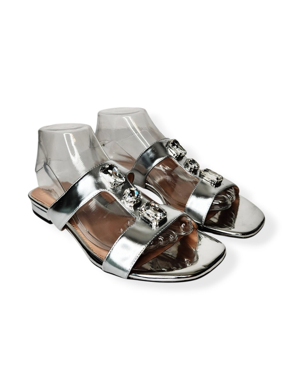 J. Crew Hazel Jeweled Silver Crystal-Embellished Women's Sandals Size 9